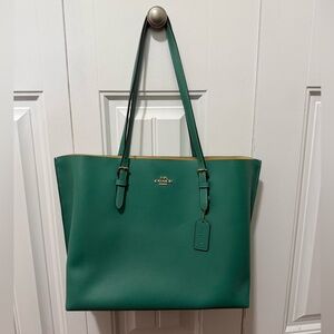 Coach Green/turquoise Leather Tote Bag